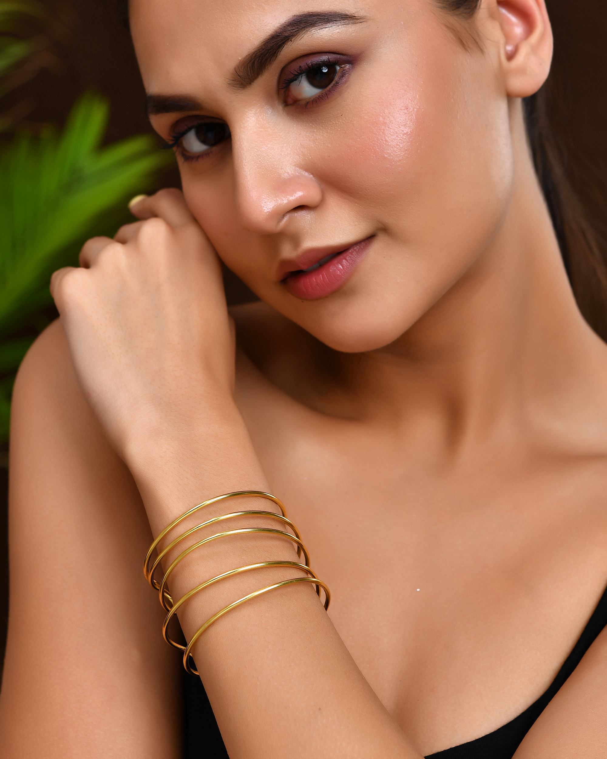 VOJ Gold Polished Elegant Anti Tarnish Multi Layer Bracelet - Distacart