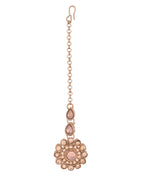 VOJ Copper Plated Stone Studded Circular Shaped Jewellery Set With Maang Tikka - Distacart