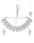 VOJ Silver - Plated American Diamond Studded Jewellery Set