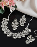 VOJ Silver - Plated American Diamond Studded Jewellery Set