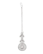 VOJ Silver-Plated CZ Studded Jewellery Set With Maang Tikka - Distacart