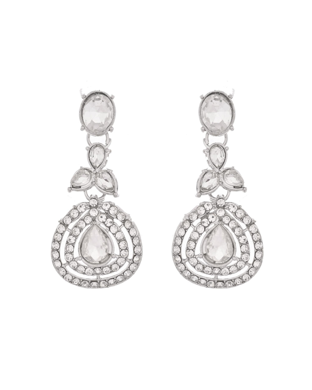 VOJ Silver-Plated CZ Studded Jewellery Set With Maang Tikka - Distacart