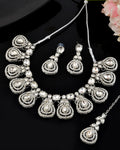 VOJ Silver-Plated CZ Studded Jewellery Set With Maang Tikka - Distacart