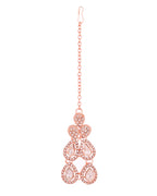 VOJ Rose Gold-Polished CZ Studded Jewellery Set With Maang Tikka - Distacart