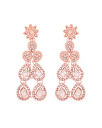 VOJ Rose Gold-Polished CZ Studded Jewellery Set With Maang Tikka - Distacart