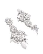 VOJ Silver-Plated CZ Stone And Pearl Necklace With Earrings And Maang Tikka Set