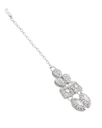 VOJ Silver-Plated AD Stone Studded Necklace With Earrings And Maang Tikka Set