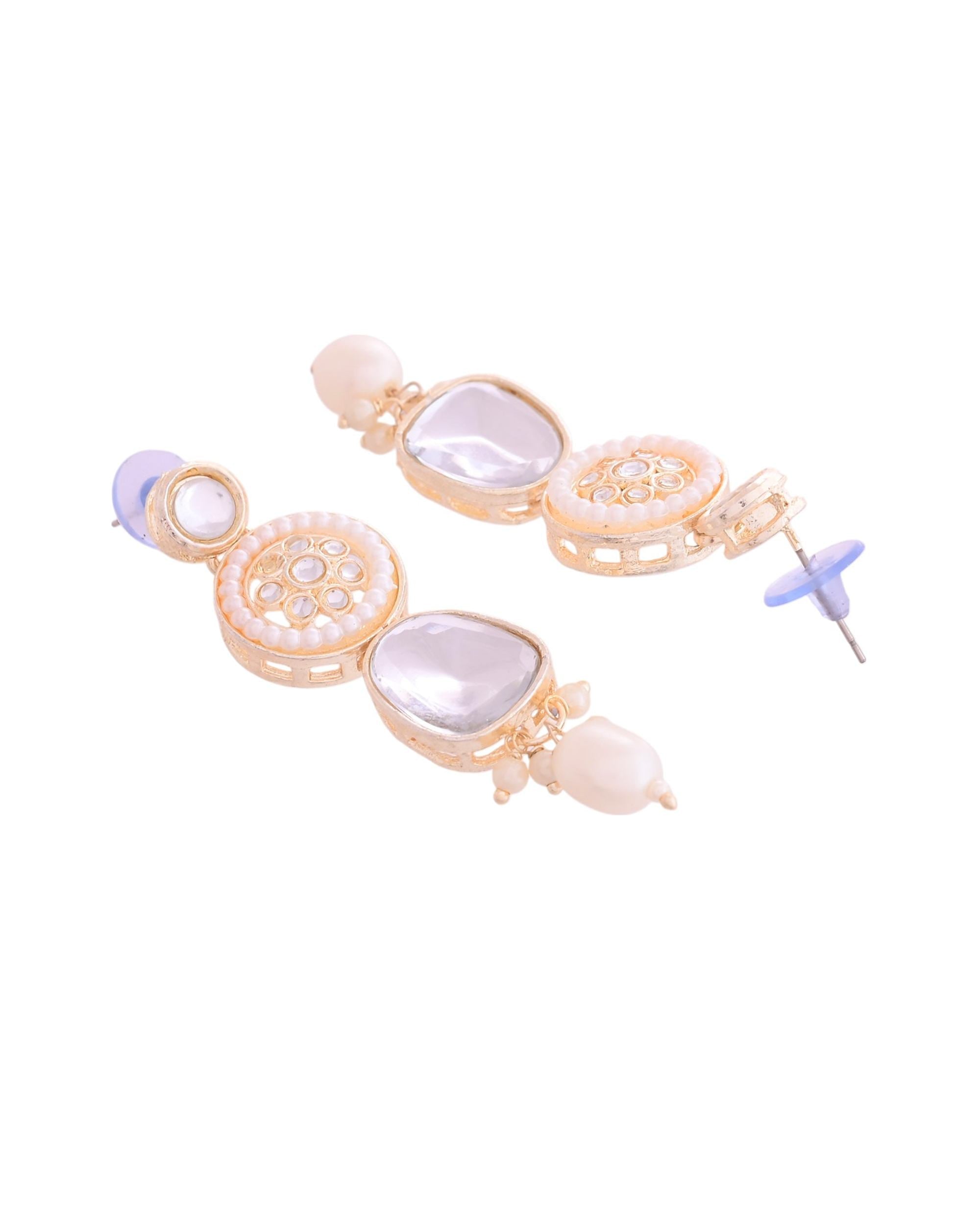 VOJ Gold Polished Artificial Beads And Stone Studded Necklace Set With Maang Tikka