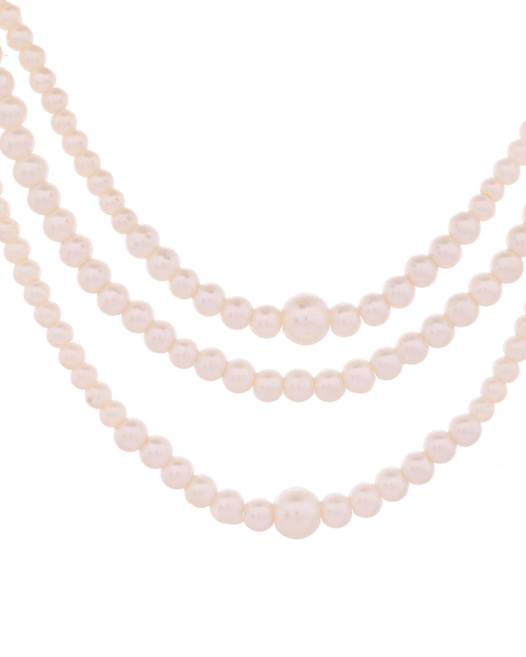 VOJ Gold Polished Artifical Pearl Mutli Layer Necklace And Earrings Set