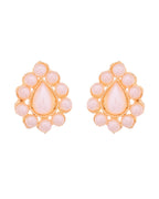VOJ Gold Polished Artifical Pearl Mutli Layer Necklace And Earrings Set