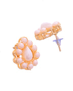 VOJ Gold Polished Artifical Pearl Mutli Layer Necklace And Earrings Set
