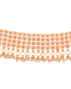 VOJ Gold Polished Artifical Beads And Stone Studded Necklace And Earrings Set