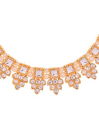 VOJ Gold Polished Stone Studded Necklace Set With Maang Tikka