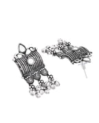 VOJ Oxidized Silver-Plated Stone-Studded Beaded Long Jewellery Set