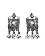 VOJ Oxidized Silver-Plated Stone-Studded Beaded Long Jewellery Set