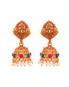 VOJ Gold Polished Beaded Temple Jewellery Set