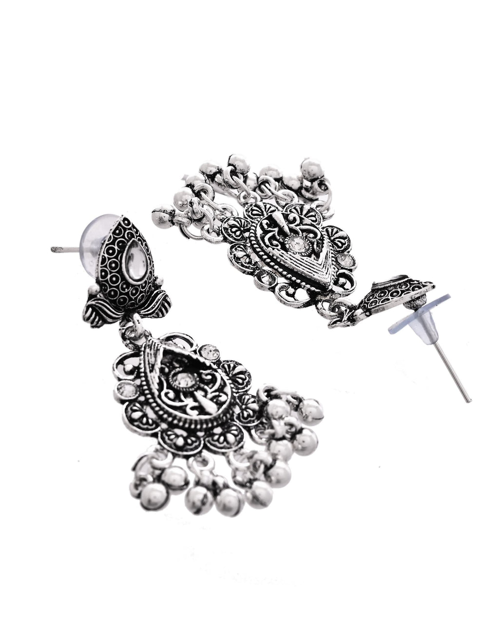 VOJ Oxidized Silver-Plated Artificial Beaded Long Jewellery Set