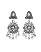 VOJ Oxidized Silver-Plated Artificial Beaded Long Jewellery Set