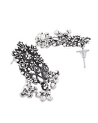 VOJ Oxidized Silver-Plated Artificial Stone And Beaded Long Jewellery Set
