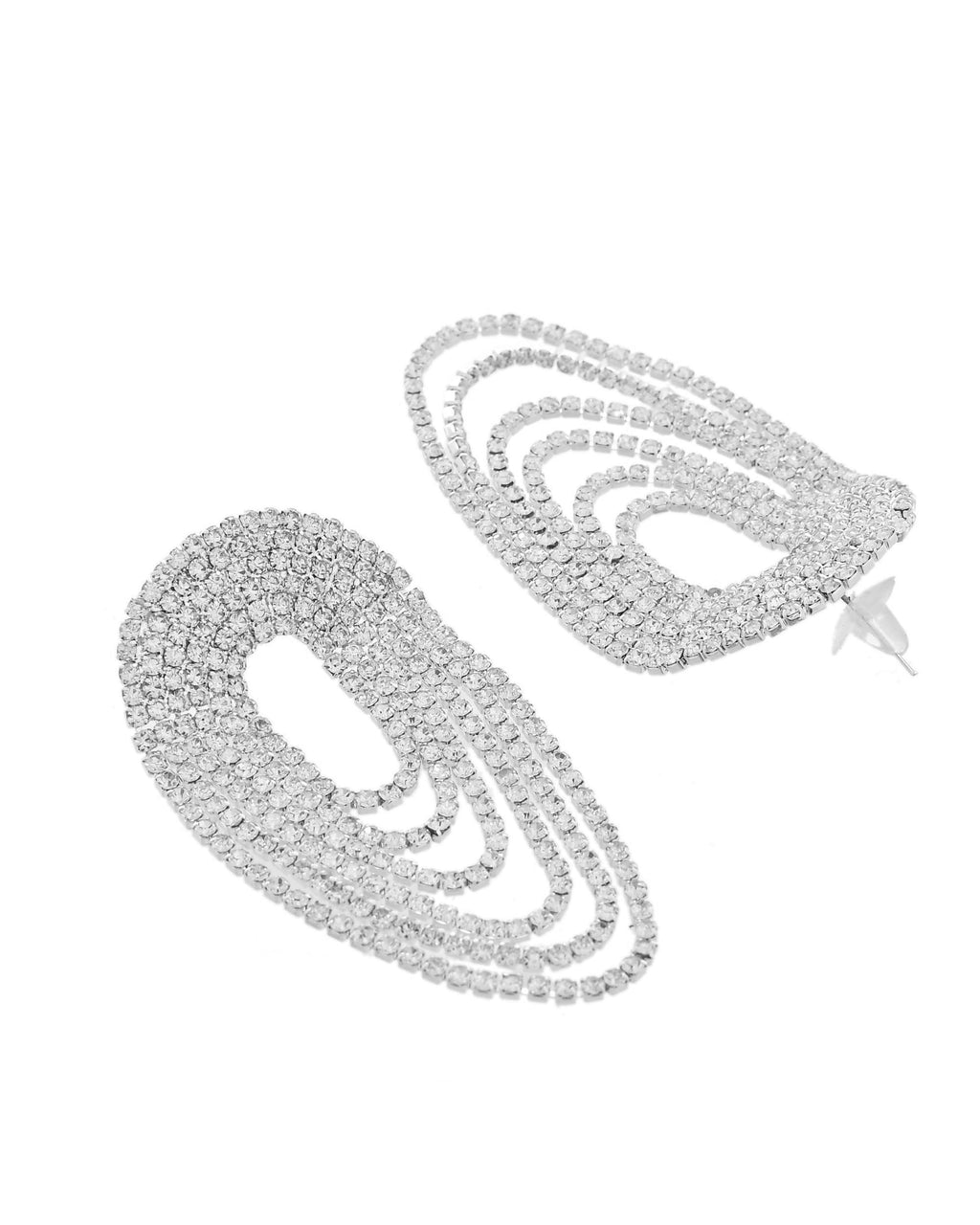 VOJ Silver-Plated Cubic Stone Studded Jewellery Set