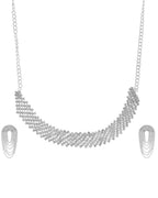 VOJ Silver-Plated Cubic Stone Studded Jewellery Set