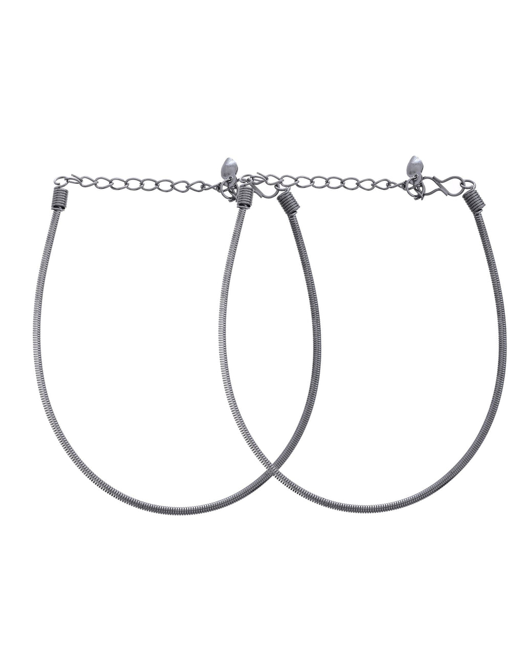 VOJ Set of 2 Rhodium Plated Snake Chain Anklet - Distacart