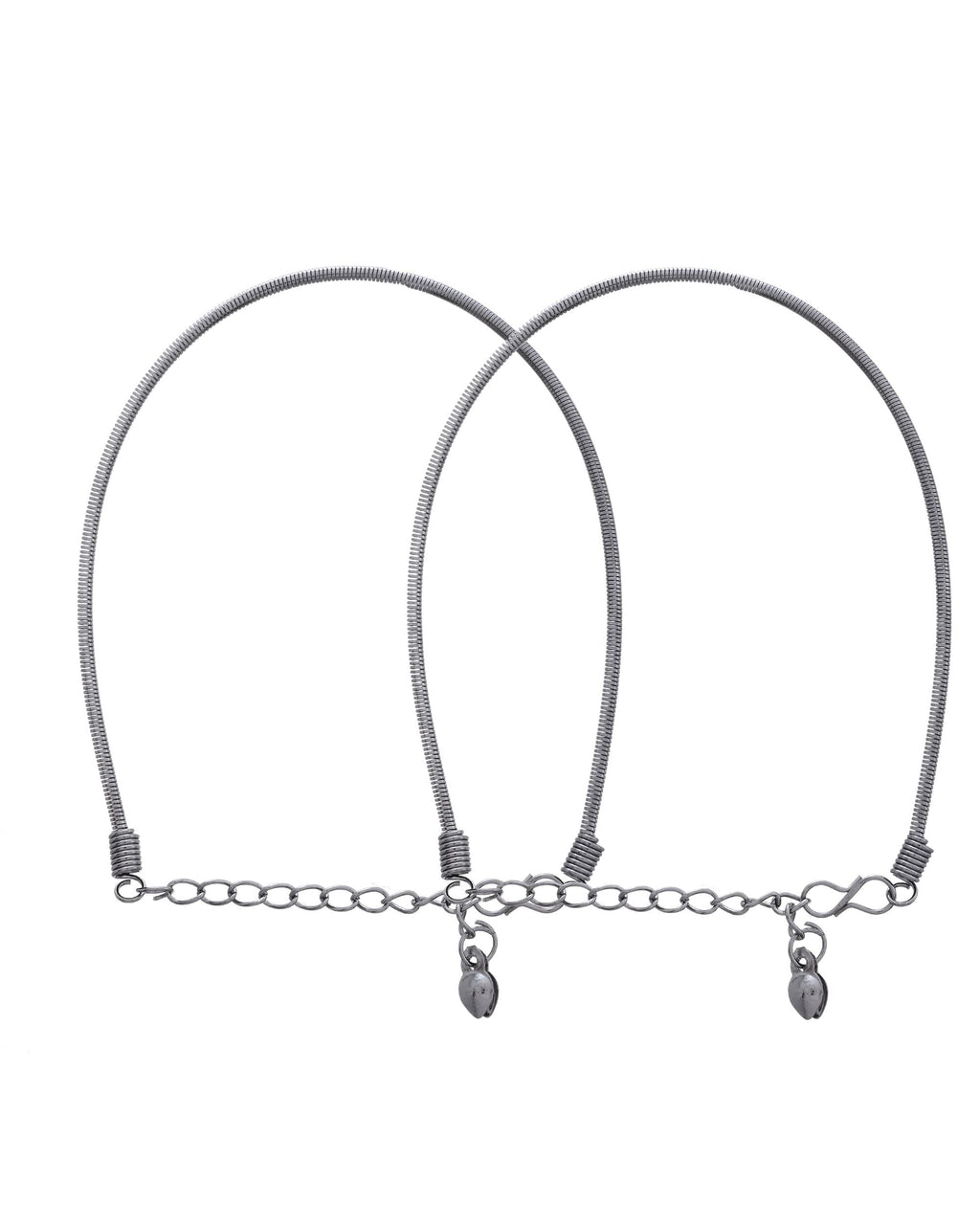 VOJ Set of 2 Rhodium Plated Snake Chain Anklet - Distacart