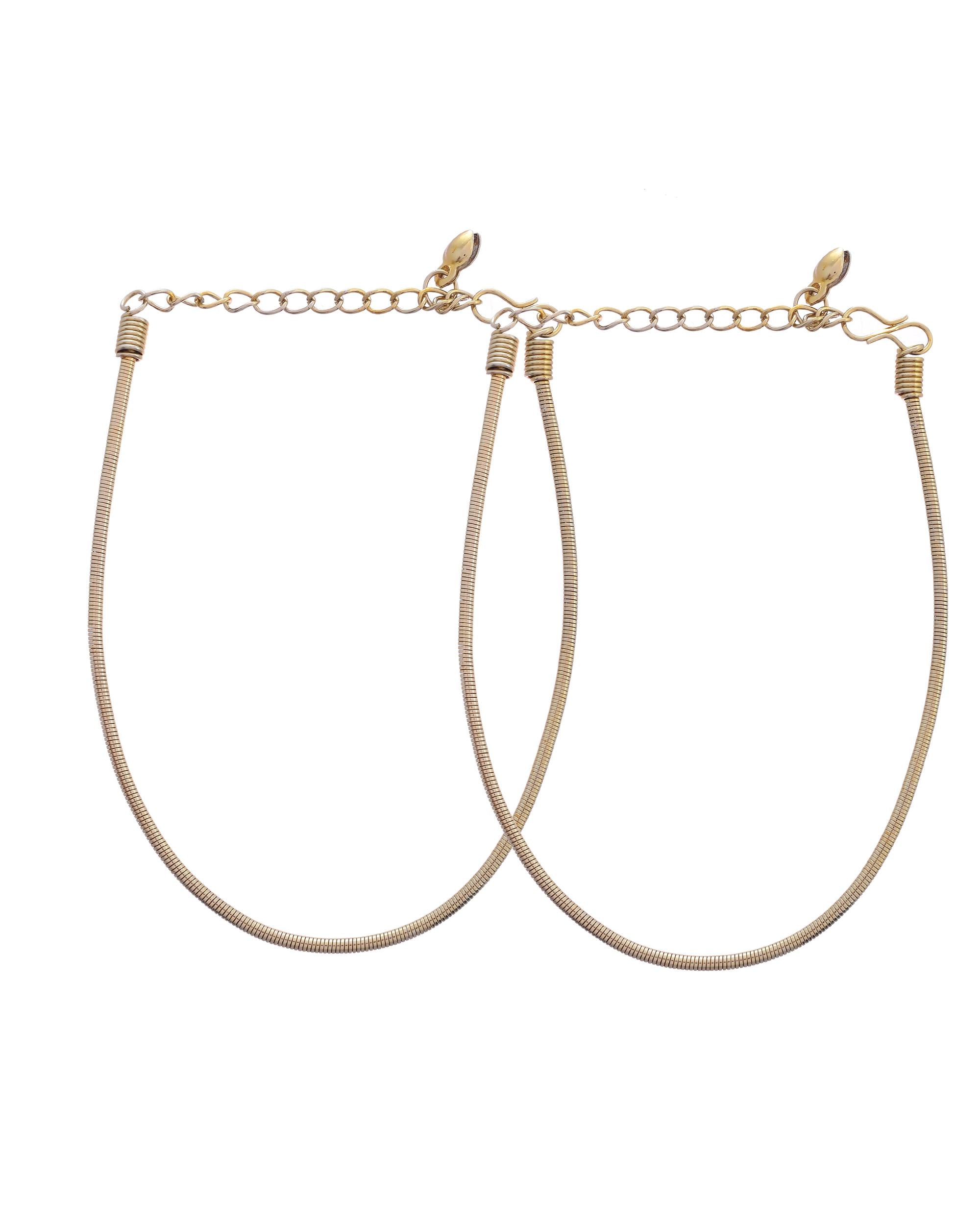VOJ Set of 2 Copper Plated Snake Chain Anklet