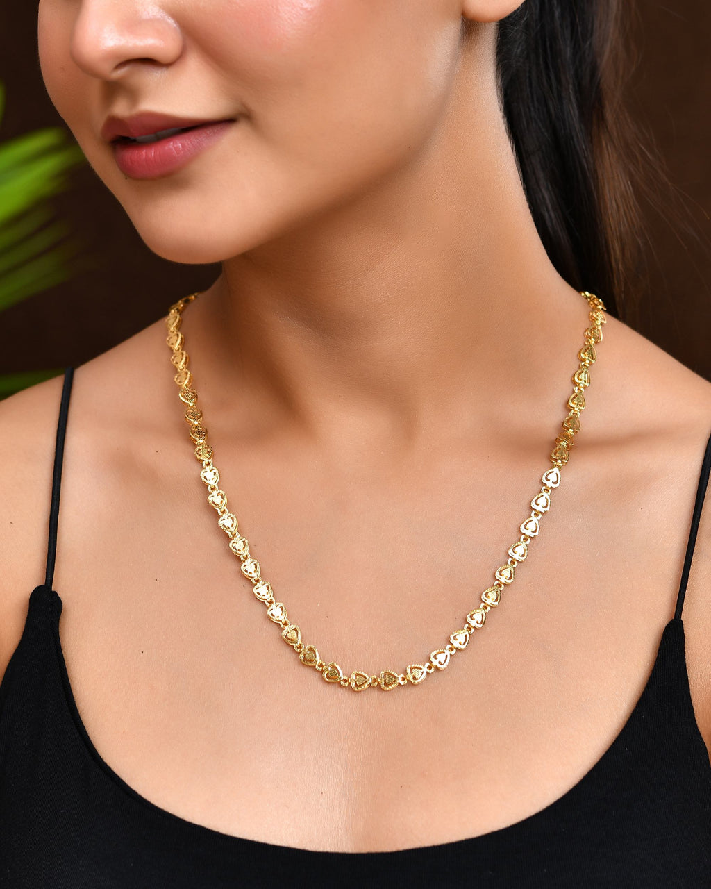 VOJ Gold Polished Heart Shaped Stainless Steel Chain For Women - Distacart
