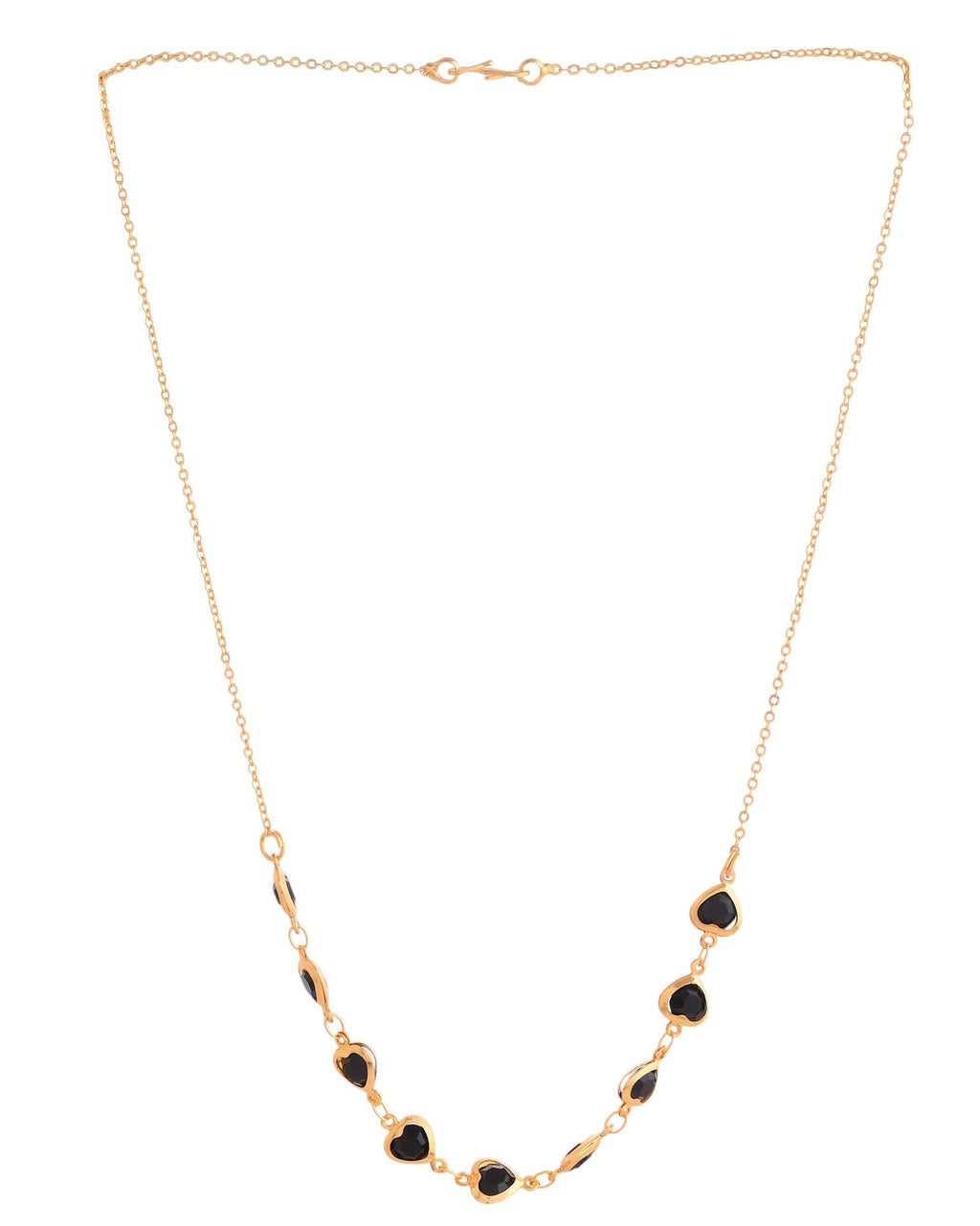 VOJ Gold Polished Stainless Steel Black Hear Shaped Stone Chain - Distacart