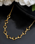 VOJ Gold Polished Stainless Steel Black Hear Shaped Stone Chain - Distacart