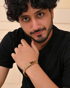 VOJ Men's Dual Toned Grid Bracelet - Distacart