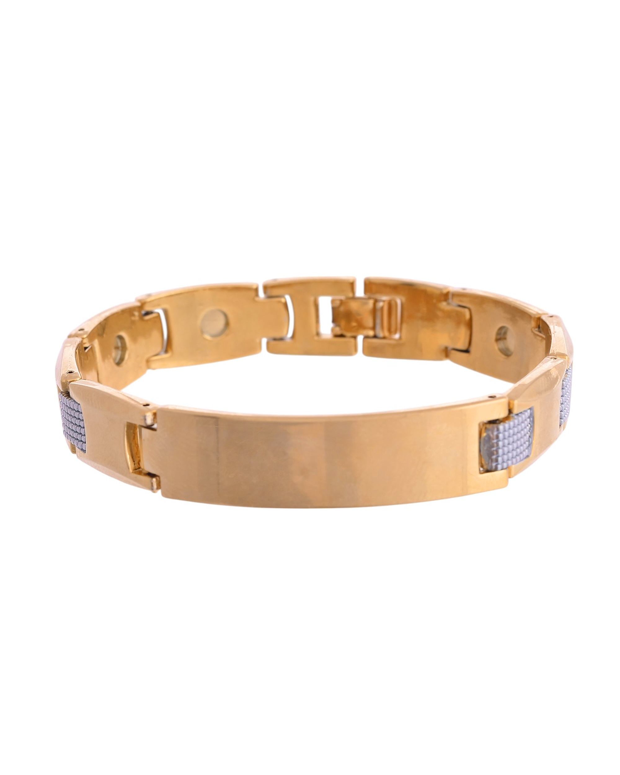 VOJ Men's Dual Toned Grid Bracelet - Distacart