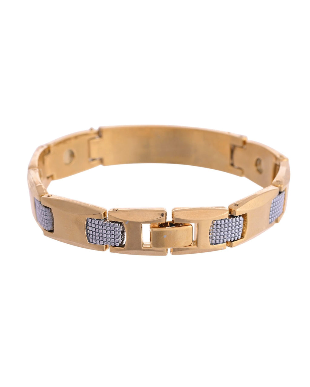 VOJ Men's Dual Toned Grid Bracelet - Distacart