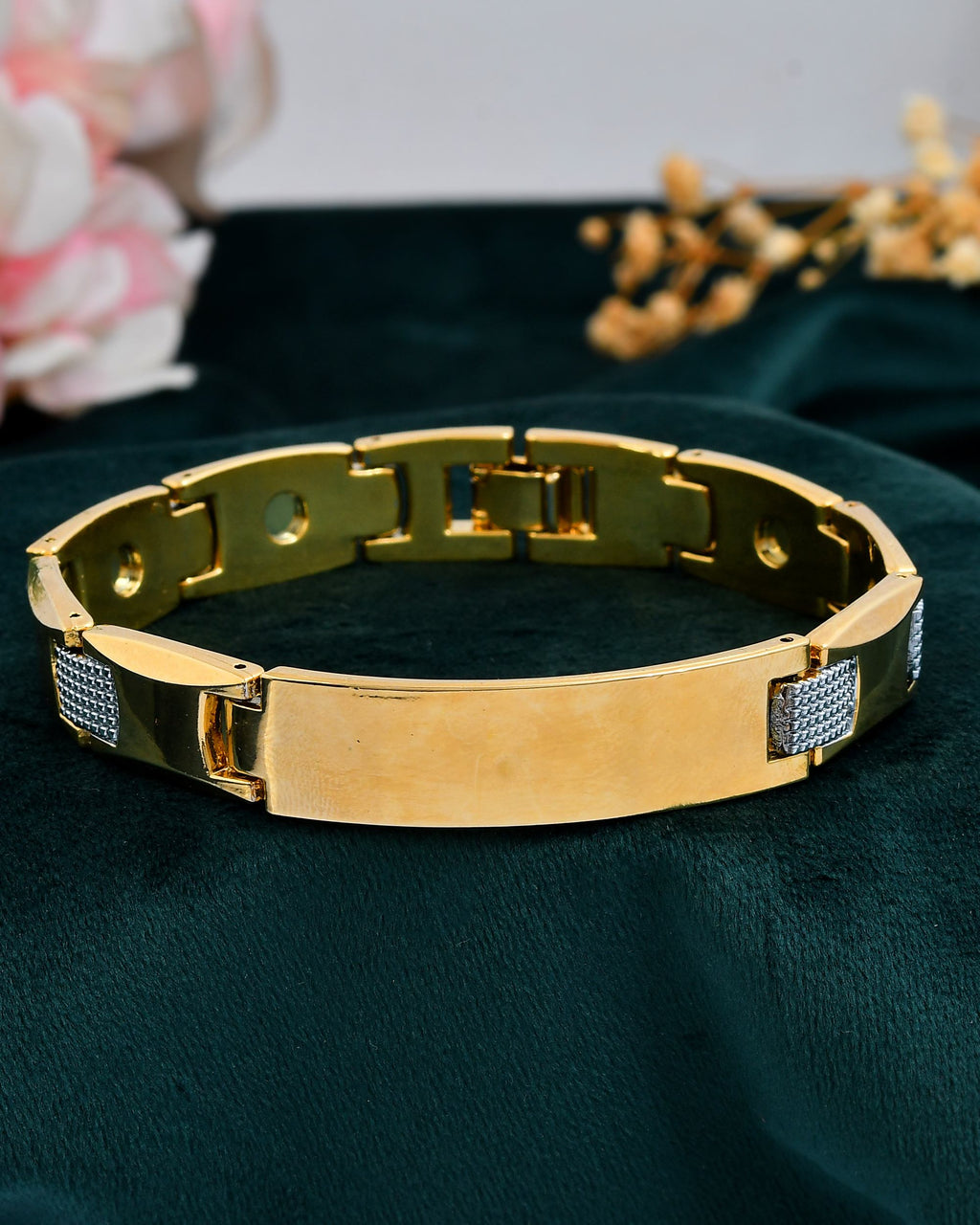 VOJ Men's Dual Toned Grid Bracelet - Distacart