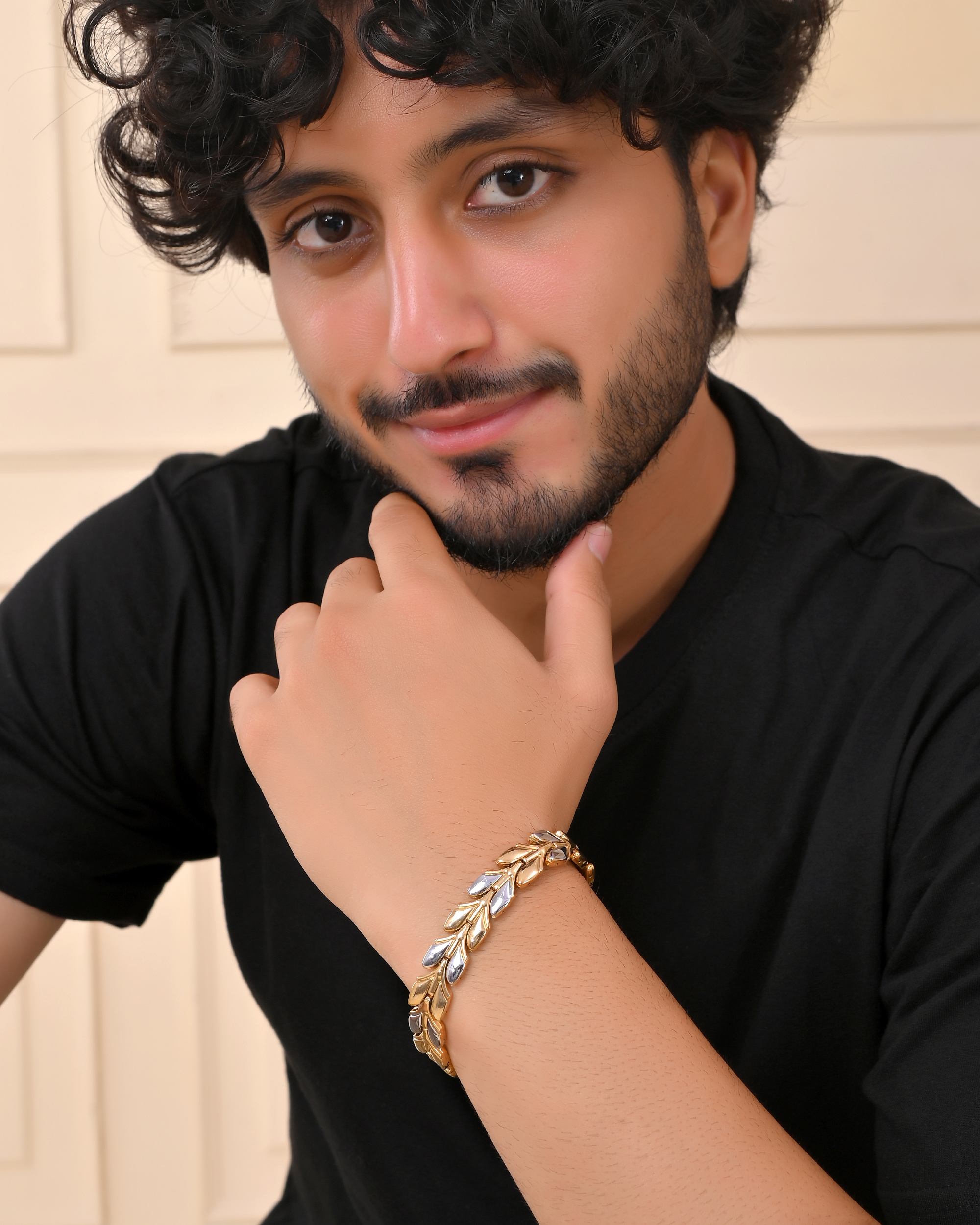 VOJ Gold Toned & Silver-Toned Stainless Steel Magnetic Wheat Chain Bracelet - Distacart