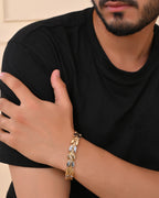 VOJ Gold Toned & Silver-Toned Stainless Steel Magnetic Wheat Chain Bracelet - Distacart