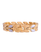 VOJ Gold Toned & Silver-Toned Stainless Steel Magnetic Wheat Chain Bracelet - Distacart