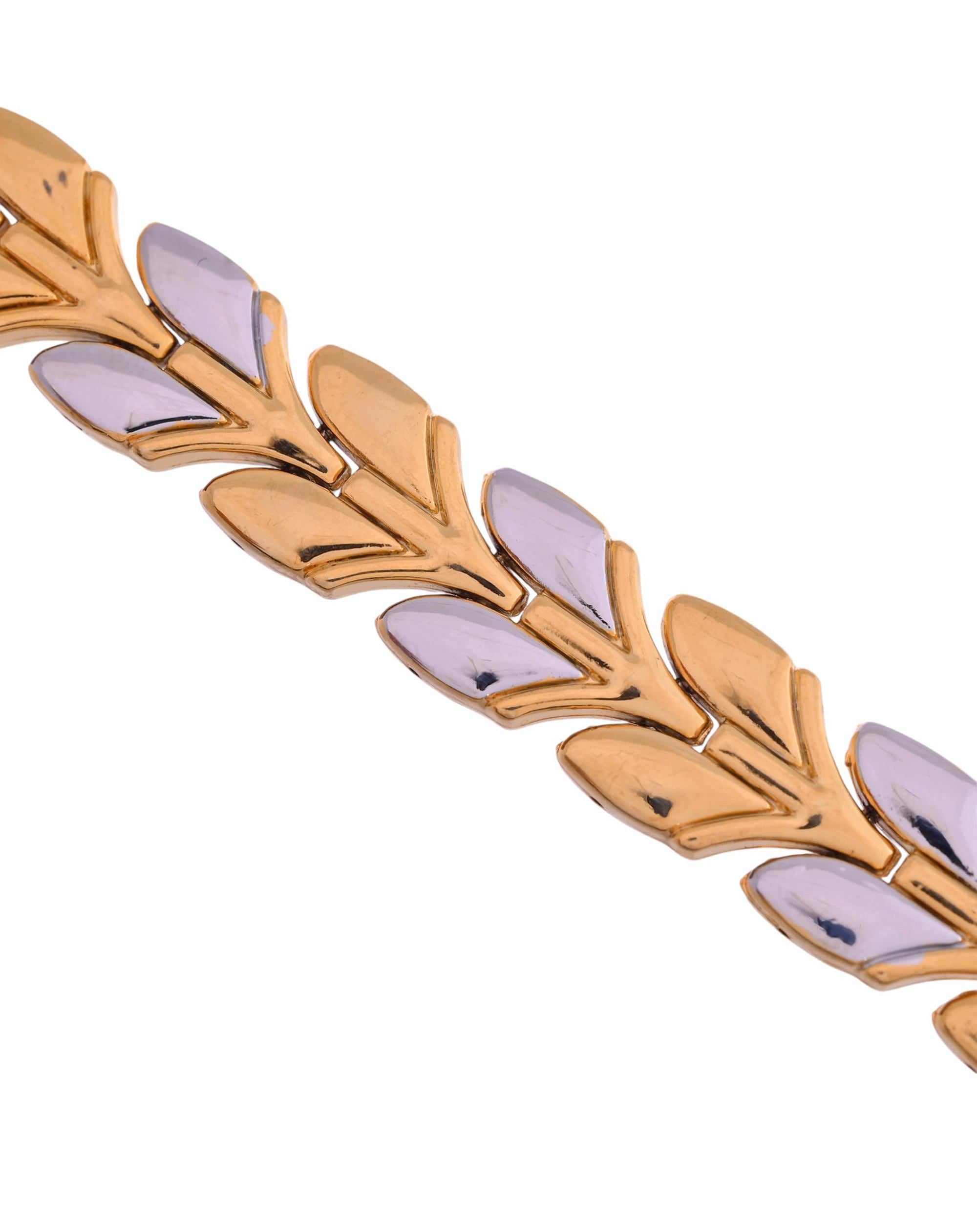 VOJ Gold Toned & Silver-Toned Stainless Steel Magnetic Wheat Chain Bracelet - Distacart
