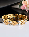 VOJ Gold Toned & Silver-Toned Stainless Steel Magnetic Wheat Chain Bracelet - Distacart