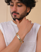 VOJ Men Silver & Gold-Toned Link Bio Energy Bracelet - Distacart