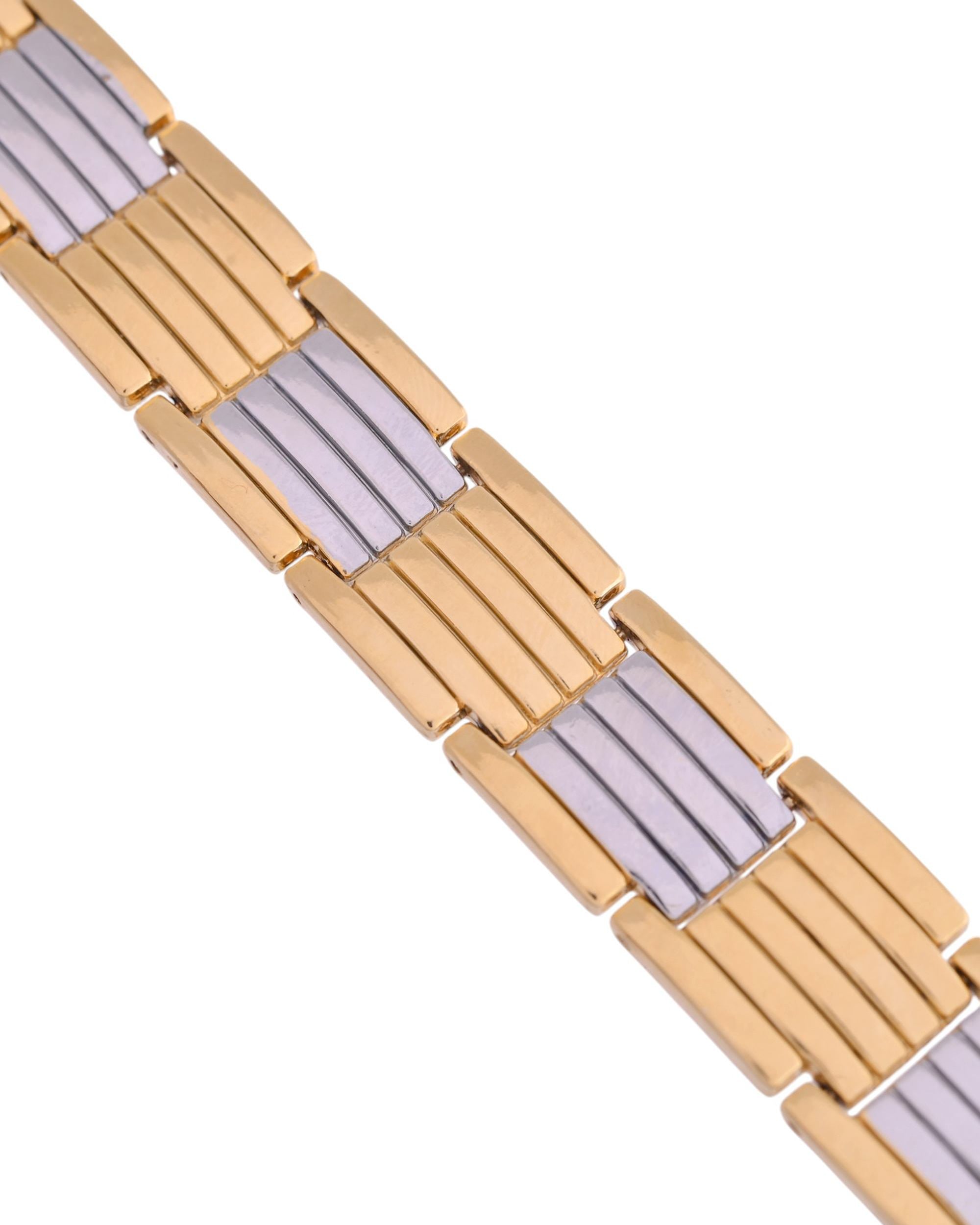 VOJ Men Silver & Gold-Toned Link Bio Energy Bracelet - Distacart
