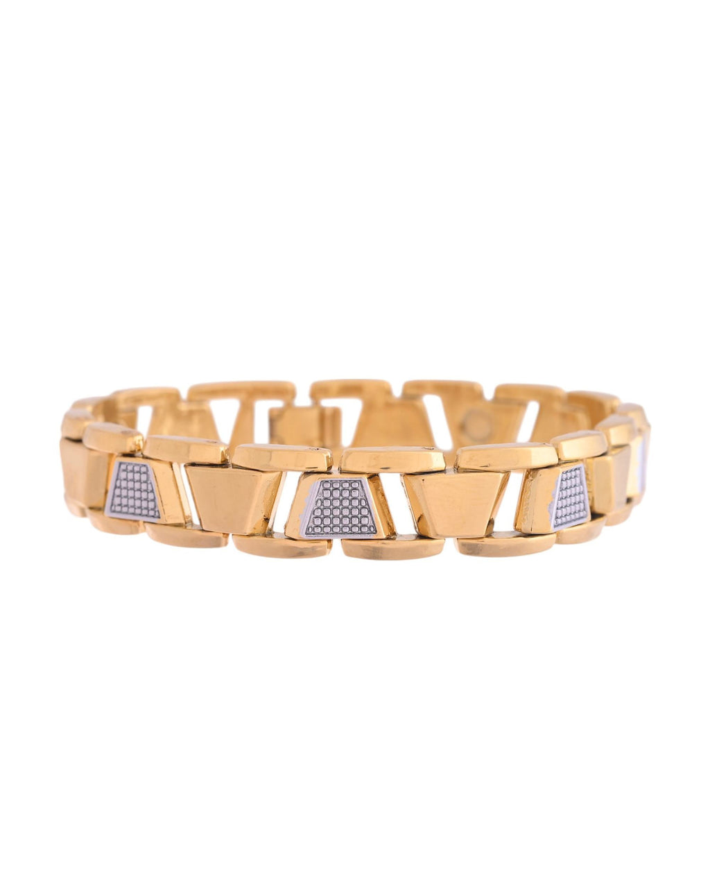 VOJ Stainless Steel Men's Gold Polished Link Bracelet - Distacart