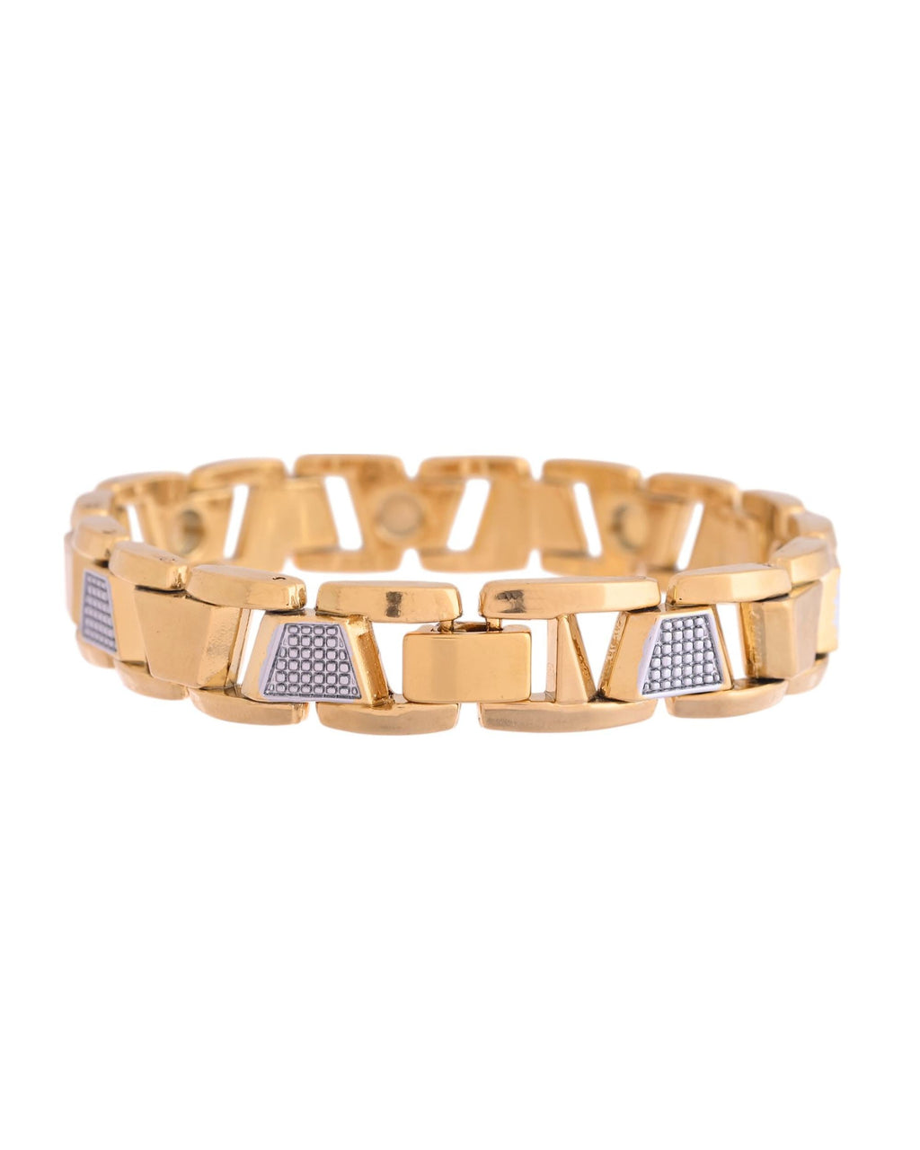 VOJ Stainless Steel Men's Gold Polished Link Bracelet - Distacart