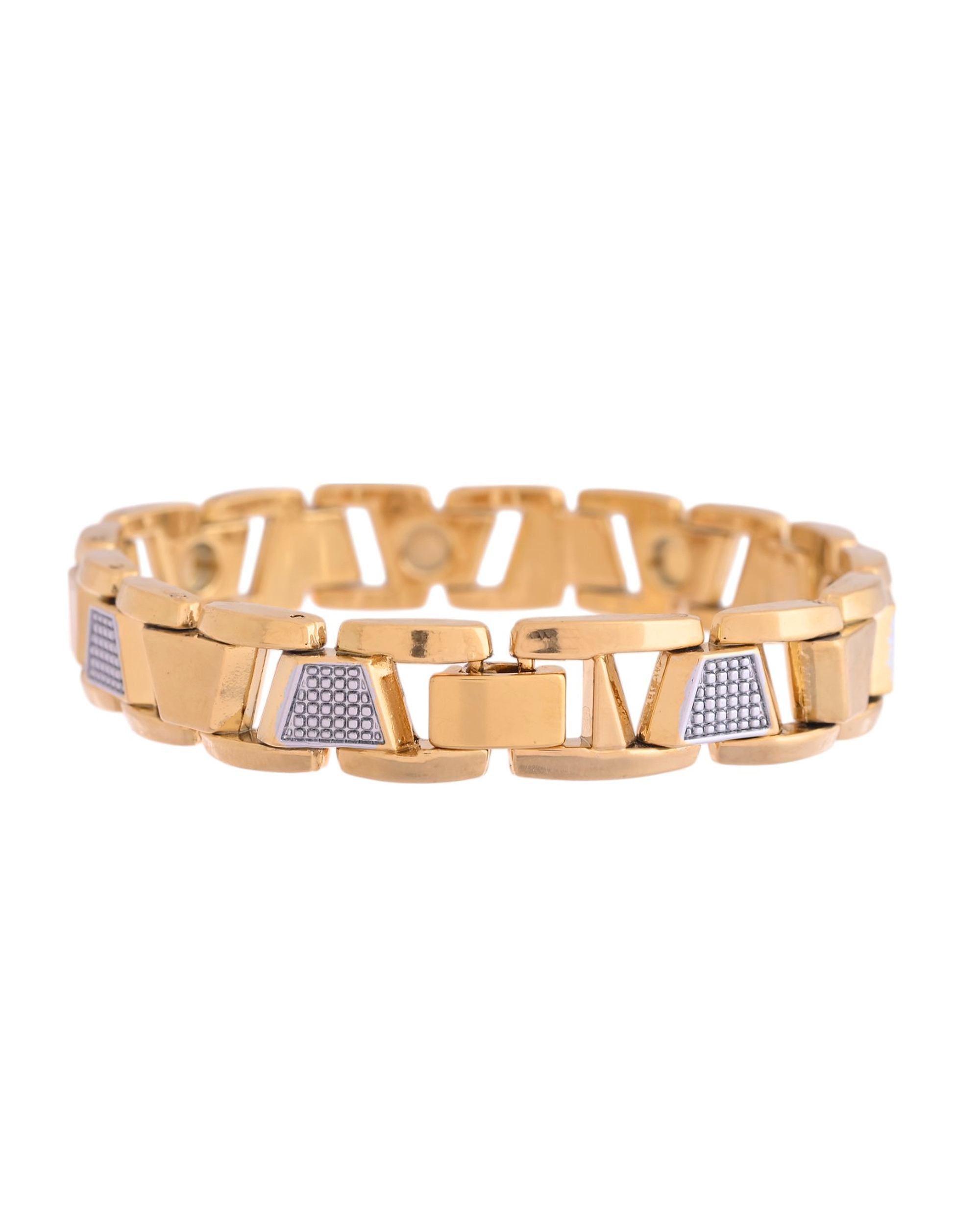 VOJ Stainless Steel Men's Gold Polished Link Bracelet - Distacart