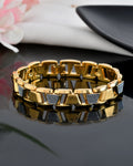 VOJ Stainless Steel Men's Gold Polished Link Bracelet - Distacart