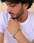 VOJ Magnetic Gold Stainless Steel Dual Color Bracelet For Men - Distacart