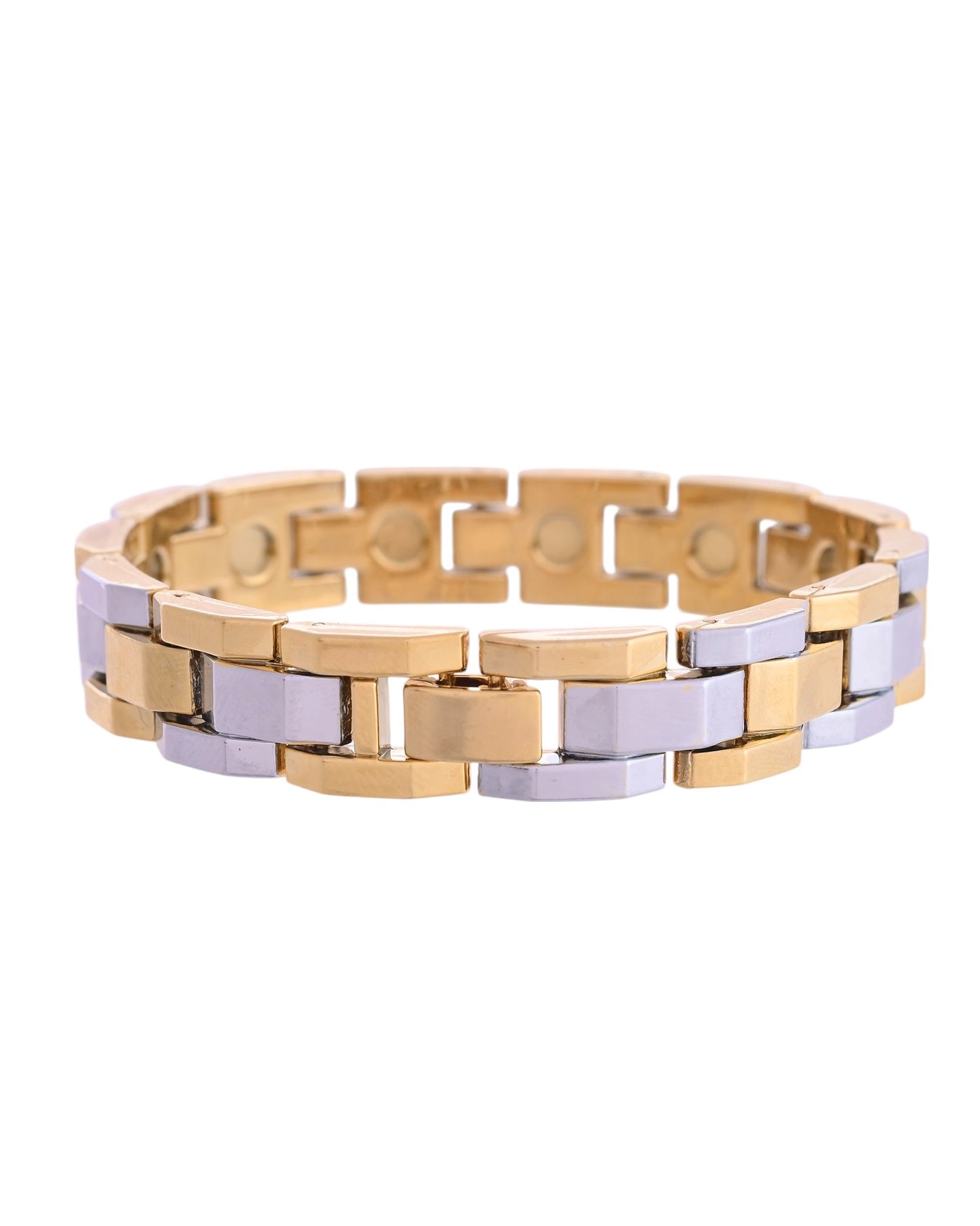 VOJ Magnetic Gold Stainless Steel Dual Color Bracelet For Men - Distacart