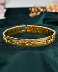 VOJ Gold Polished Textured Men's Bracelet - Distacart