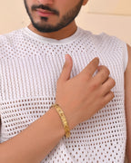 VOJ Textured Gold Polished Men's Bracelet - Distacart